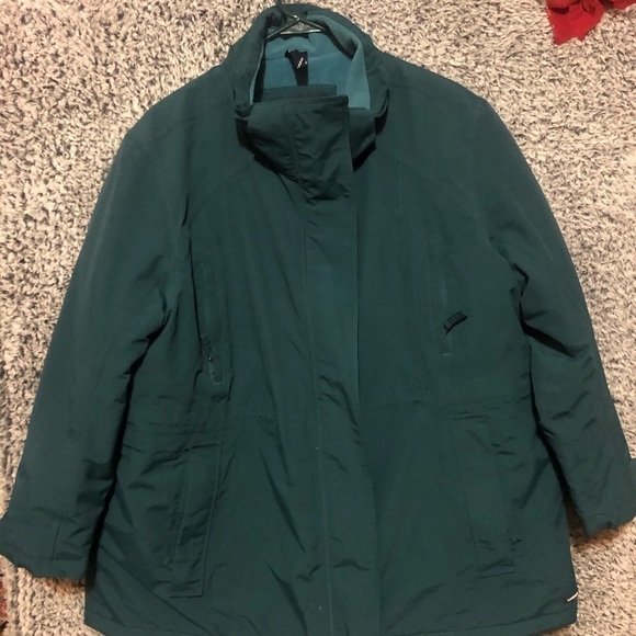 - LANDS END Womens Squall Parka/Coat-Size 1 X Fleece-Lined Green - Picture 3 of 9